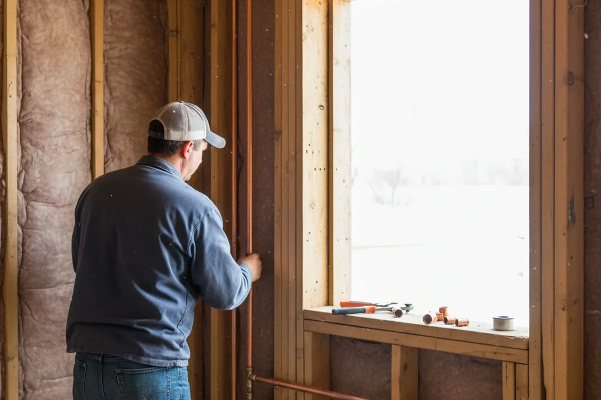 Licensed plumber running new copper supply lines in a Reidsville home