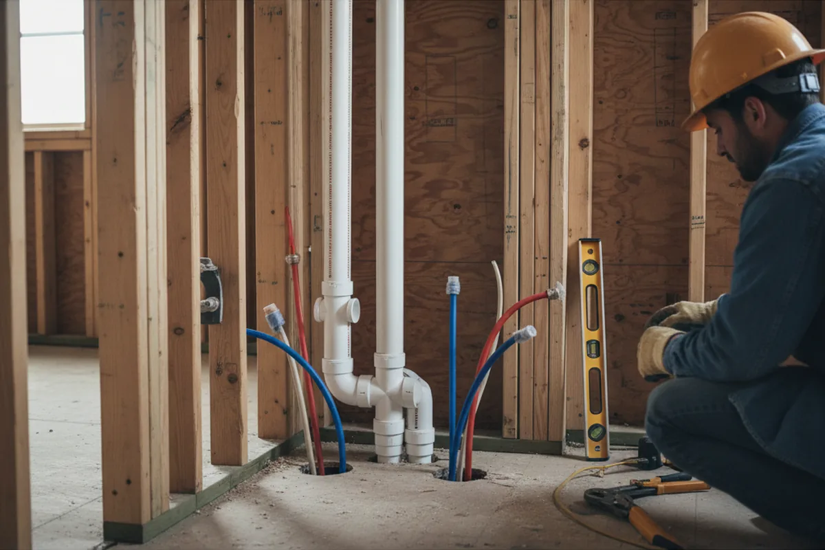 Drain and supply rough-in during Drain Cleaning in Reidsville