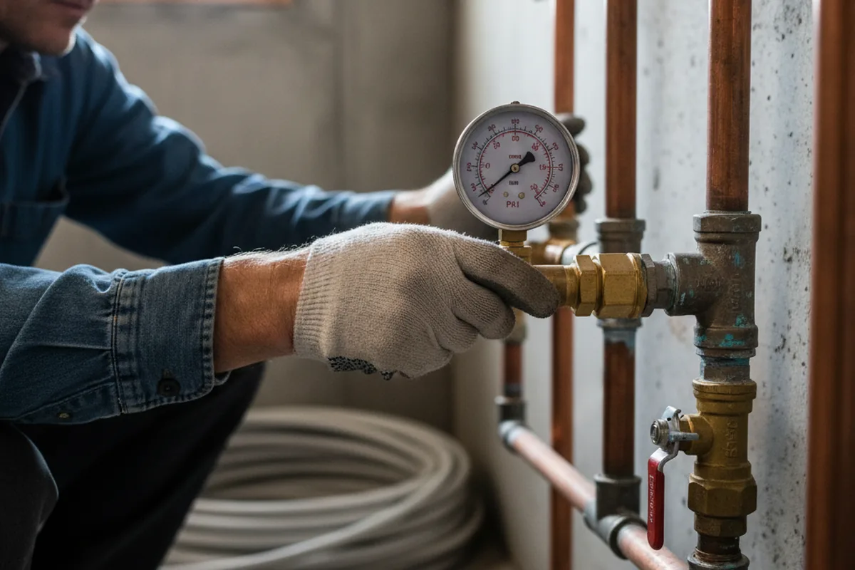 Pressure testing a repaired line during Water Line Repair in Reidsville